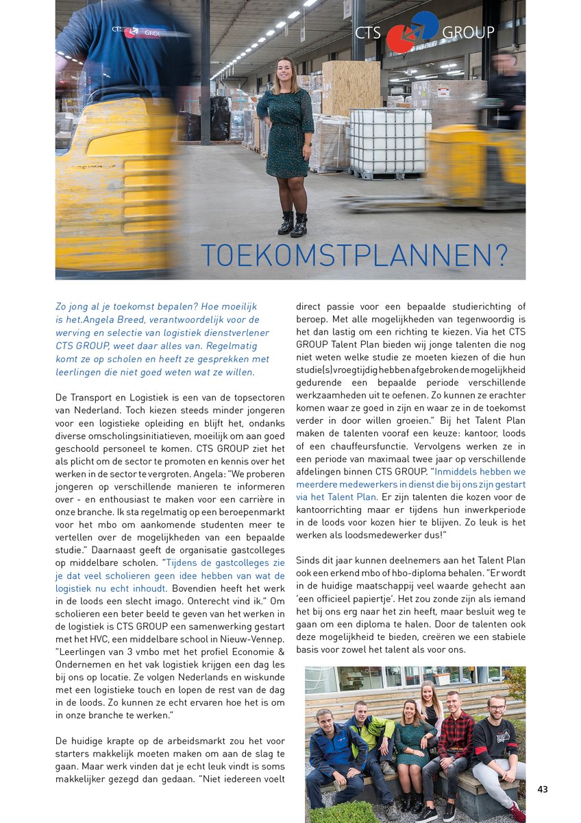 CTS GROUP Europese Distributie &amp; Logistiek met een mooi artikel in InfoRegio. Over hun aanpak om aan goed geschoold personeel te komen in een tijd dat steeds minder jongeren kiezen voor een logistieke opleiding.