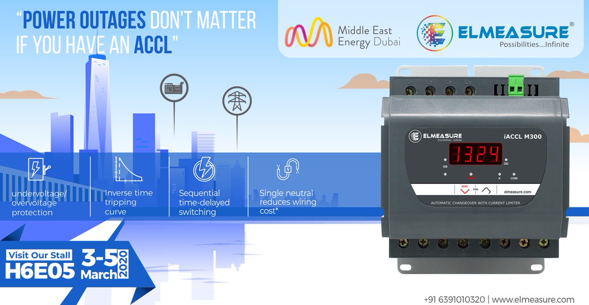 ElMeasureIndia's tweet photo. Wish to meet us at Middle East Energy? The show opens On 3-5 Mar 2020! You can find us at stand H6E05  Discover our Utility Management products in international Exhibition #MEE2020 Dubai. 
Register for your free pass today. https://t.co/fVKaq6vq65 https://t.co/PScogzN8n9