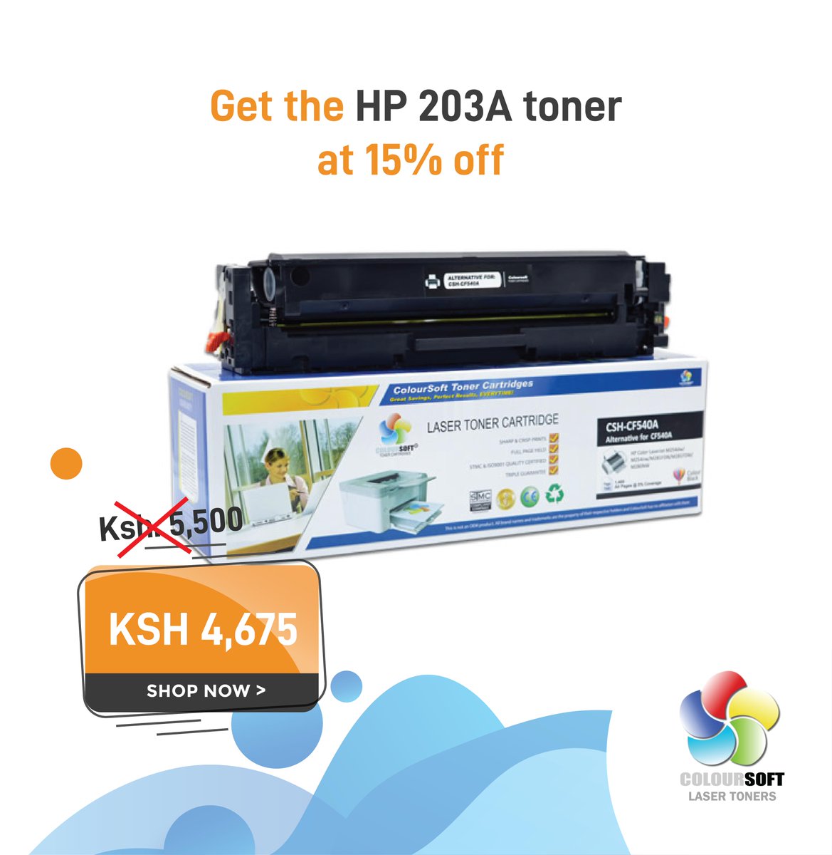 ColoursoftT's tweet image. #MondayMood 
The mid-month offer you need! Save 15% off the cost of the HP 203A compatible toner by getting it at Kshs. 4,675 instead of Kshs. 5,500.
Call us on 0795 797703 to take advantage of this deal while stocks last.
#PrintMoreForLess #Offer