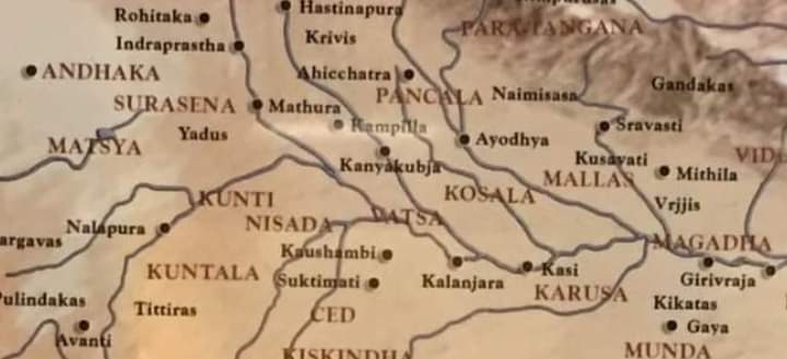 The Matysa kingdom belonged to Jaipur region with its capital at Viratanagara (modern Bairat).Vatsa was the ancient kingdom of prayaga region with its capital at 'Kaushambi'. "Magadha" is the modern patna region with its capital at Girivraja (Rajgir).