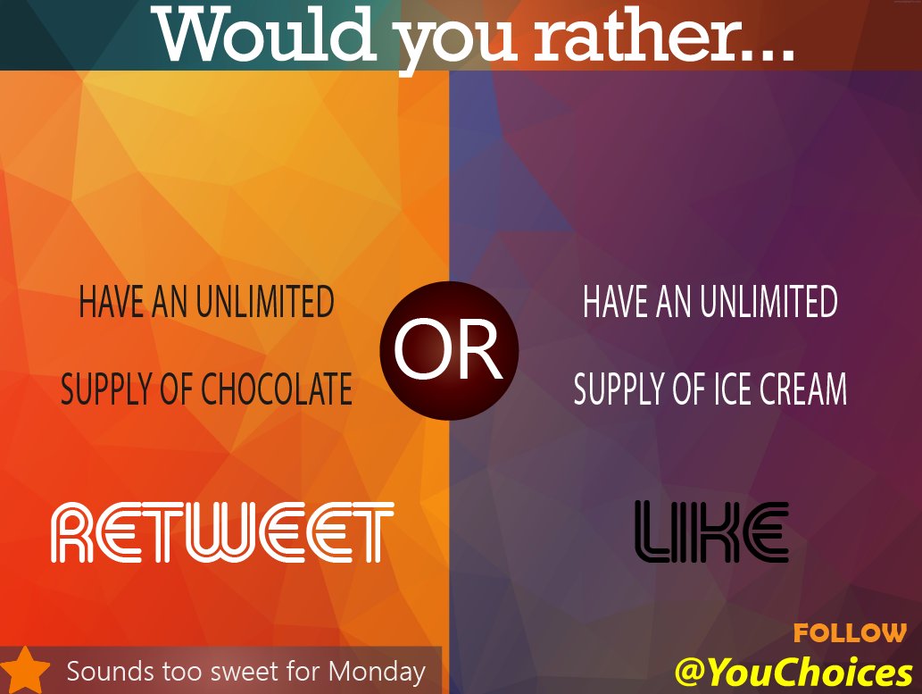 YouChoices's tweet photo. Chocolate or ice cream? https://t.co/GwTxQvQi9P