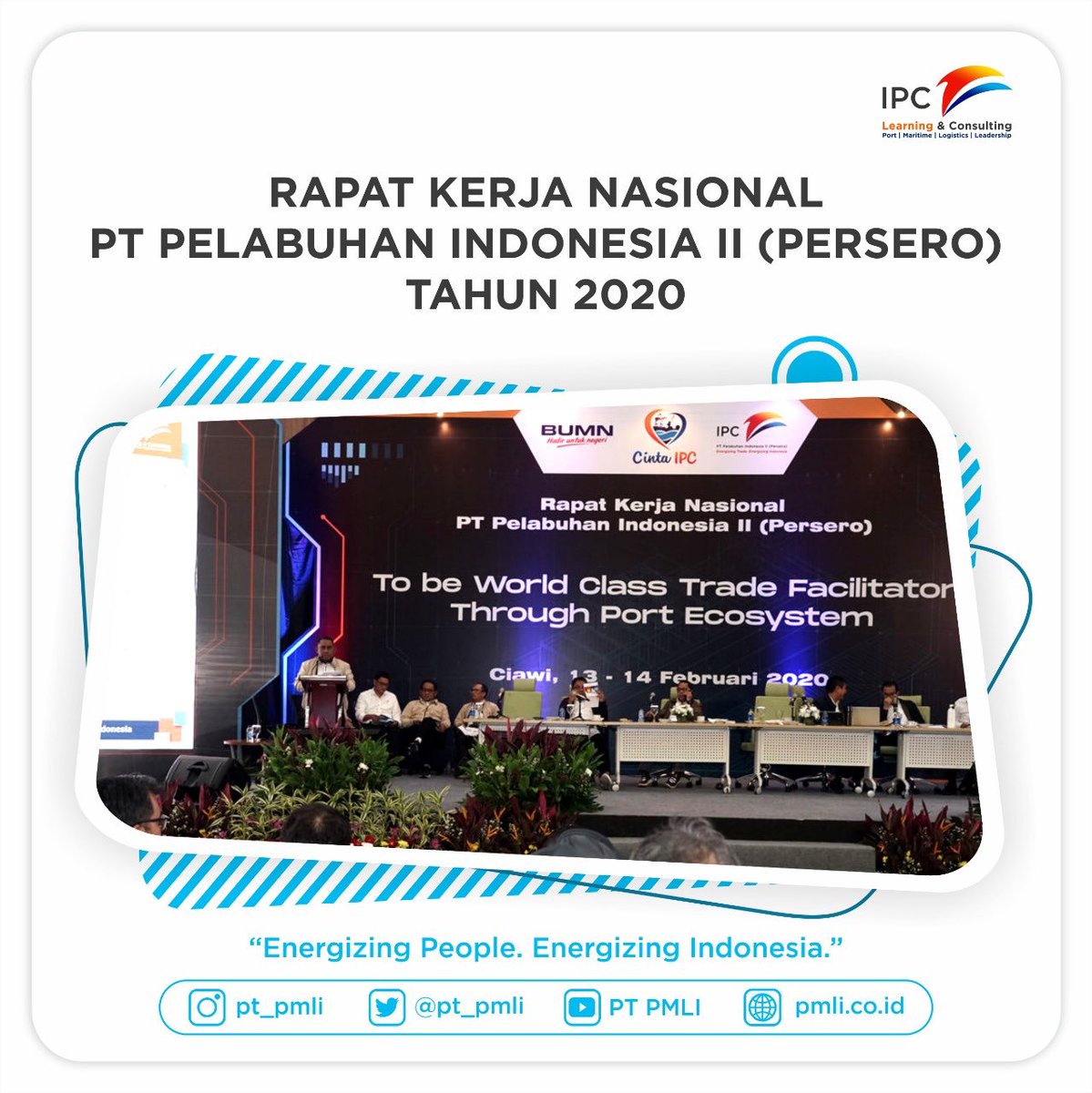 pt_pmli's tweet photo. Rapat Kerja Nasional IPC Tahun 2020 ,
Bertema “To Be World Class Trade Facilitator Through Port Ecosystem”
Rakernas ini telah dilaksanakan pada tanggal 13-14 Februari 2020 di IPC Corporate University, Ciawi, Bogor.
#rakernas #2020 #ipc #ipcgroup #pmli #pmlicantik #cintaipc #bumn https://t.co/YgHrmsYAFN