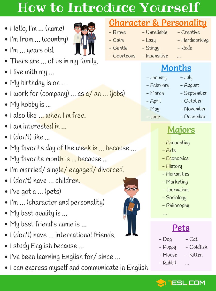 English Idioms on Twitter: "How to Introduce Yourself in English