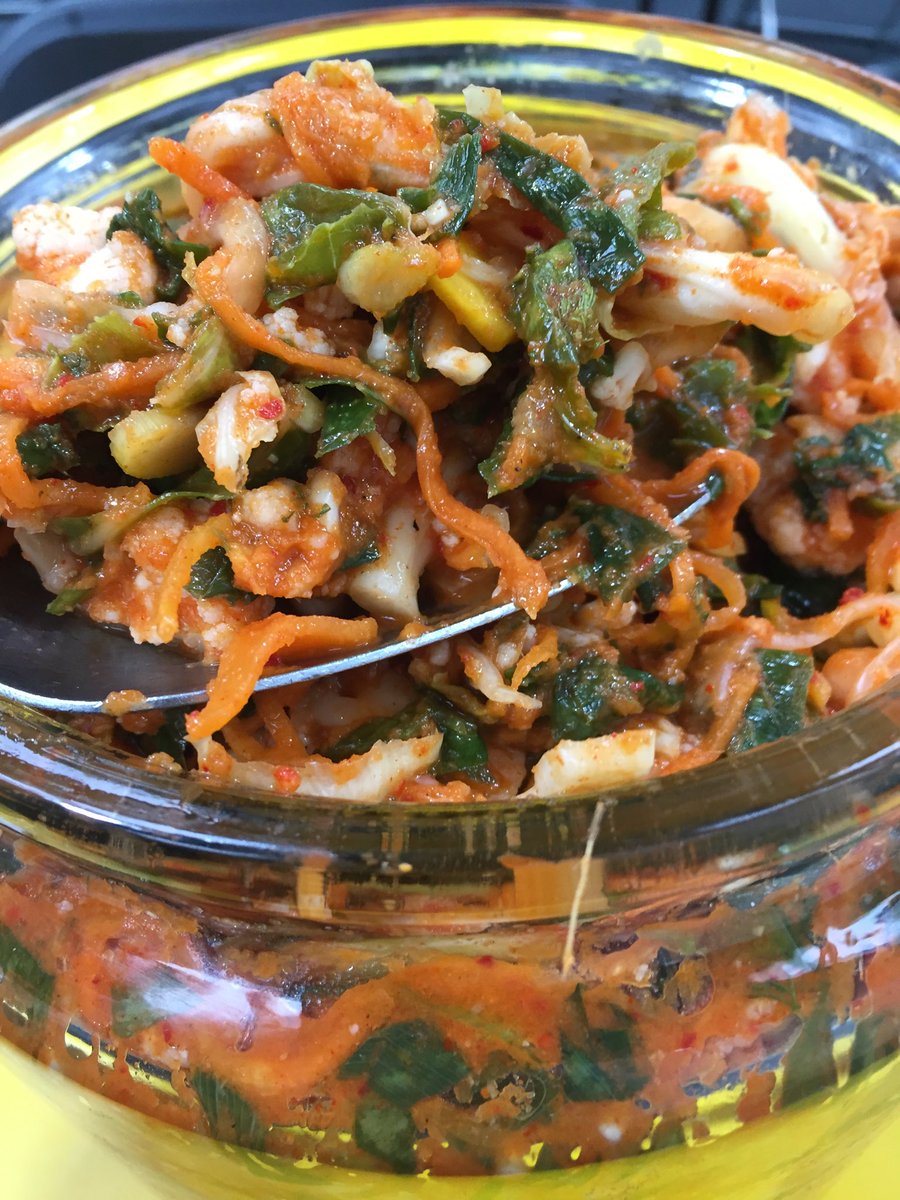 Our first batch of vegan surplus cauliflower leaf kimchi!   The flavour is banging! We should bottle this stuff!!🤔⁦<a href="/WeAreFooditude/">Fooditude</a>⁩