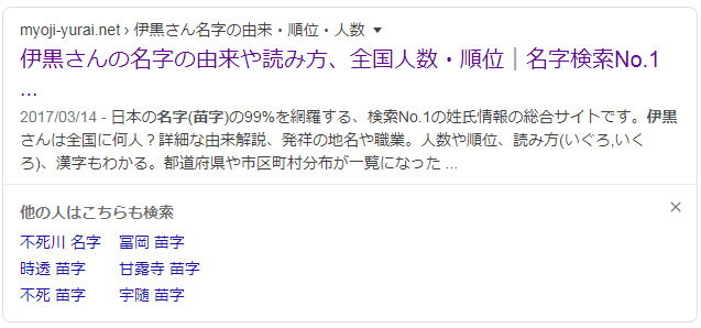 Uzivatel 八千代 Na Twitteru 伊黒さんの名字は普通にあったかな と検索したら こちらも検索がこう来るよね