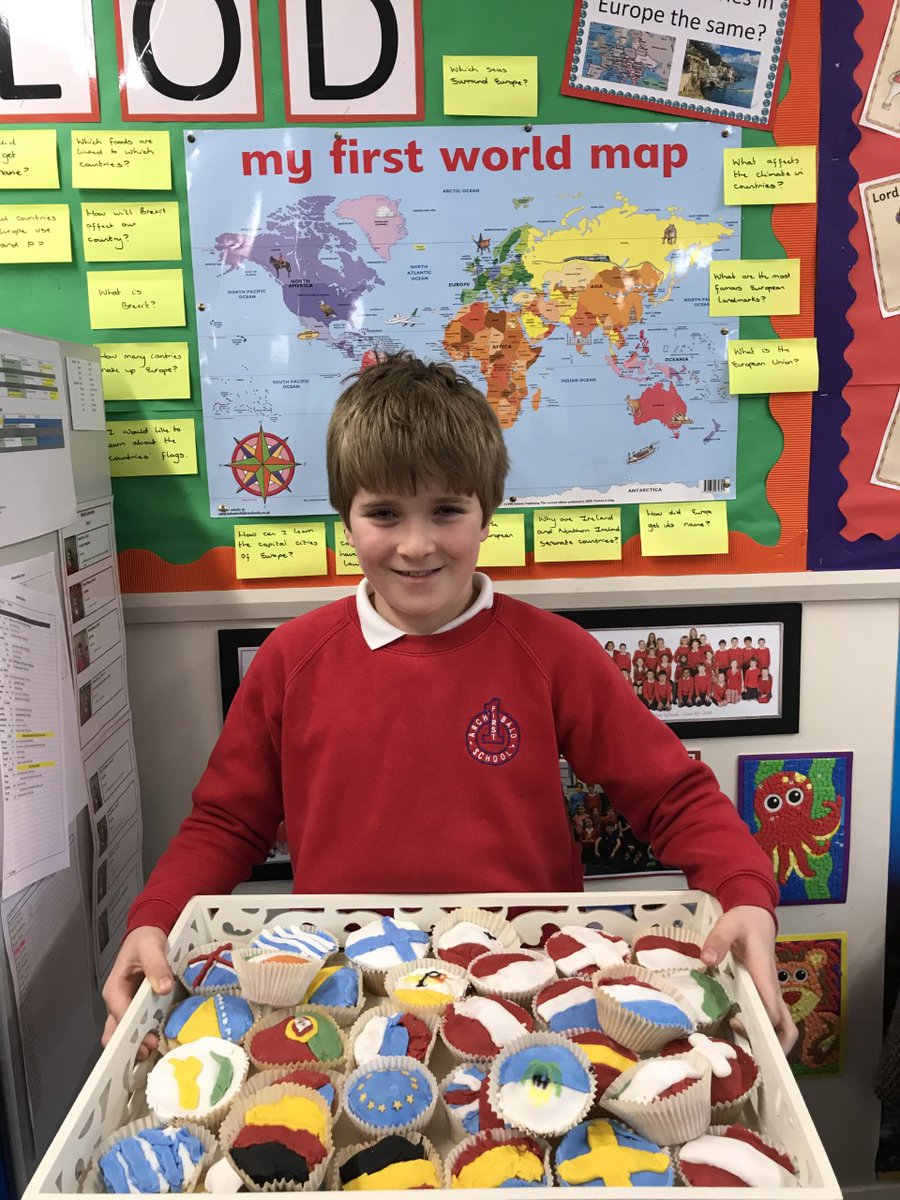 ArchibaldFirst's tweet image. Class 10 are really enjoying their Destination Europe topic.  Sam brought in some delicious cakes that he'd made, based on European flags and Maisie told us all about her weekend adventures in Paris! #learningindifferentways