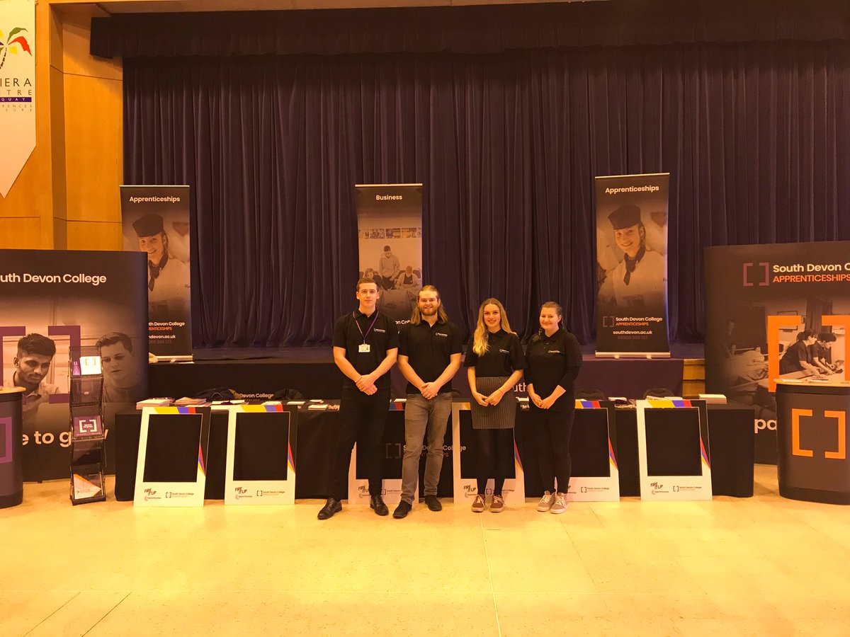 emjanepearson's tweet photo. π€© Our @SouthWestYAAN and @sdcollege are here at the @RivieraCentre set up and ready to go...! #Torbay #ApprenticeshipFair #ApprenticeAmbassadors #NAW2020 #FireItUp #LookBeyond @BeckyDavies01 @TorbayTDA @apprenticeSDC https://t.co/ADewiOF3YU