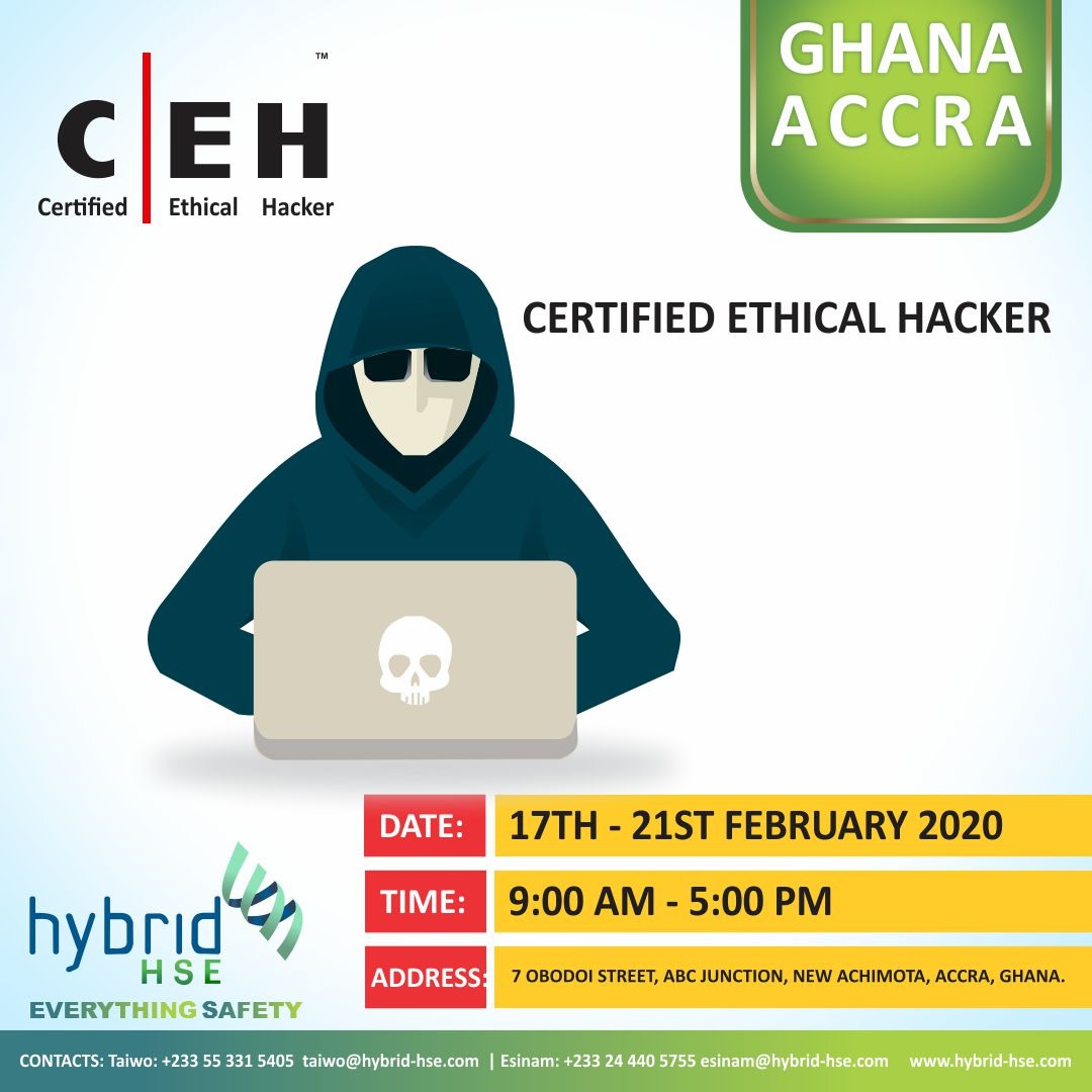 hybridhsegroup's tweet photo. We're excited to add the CEH(Certified Ethical Hacker) course training to our list internationally accredited courses. Make history with us & register now with our first class holding in #Lagos #Warri and #Accra
Details in the flyers
#ceh #hacker #certifiedhacker #hybridgroup https://t.co/1GWusMgSHM