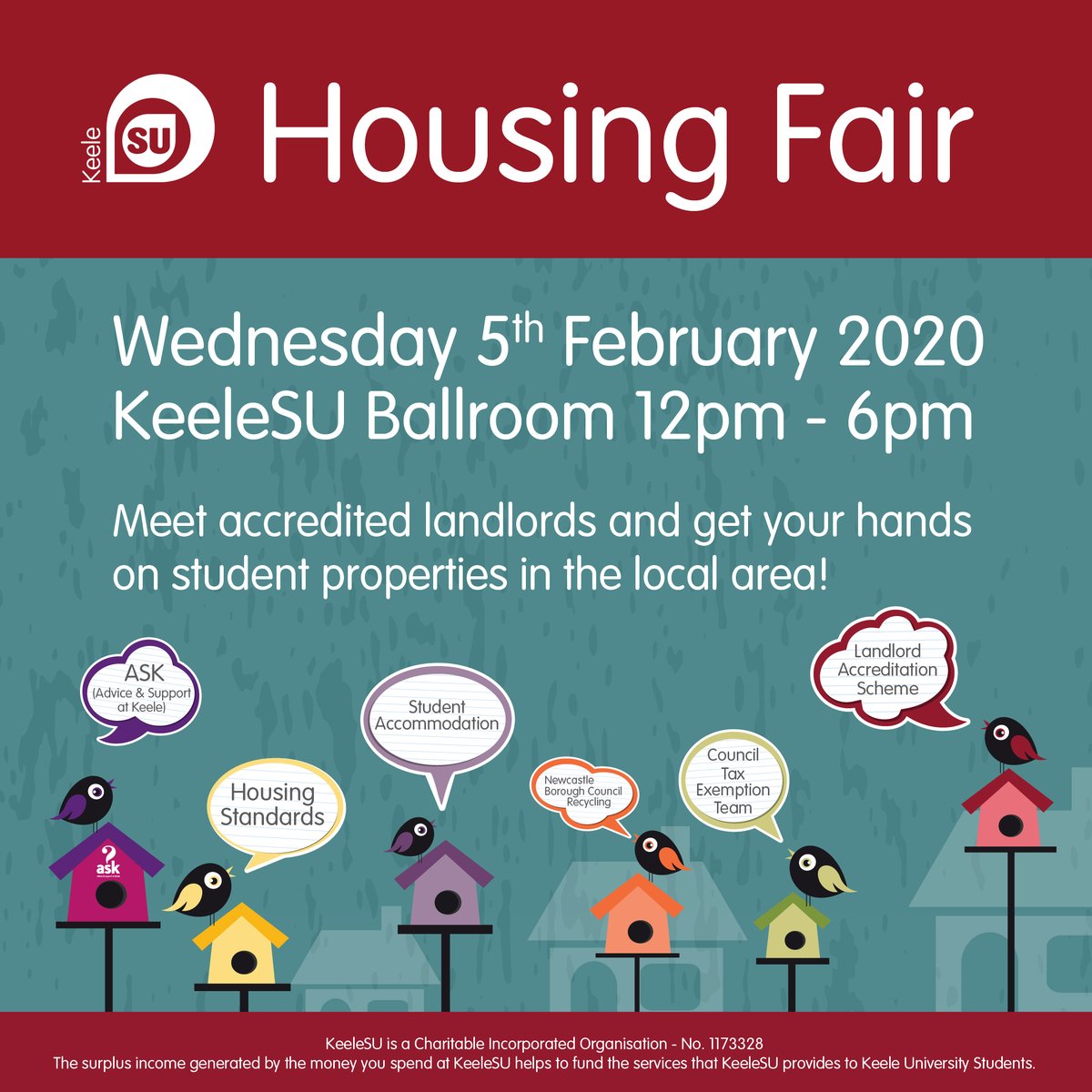 Looking for off-campus accommodation for next year? Find an accredited landlord today at our Housing Fair🏡

12pm-6pm in KeeleSU Ballroom.