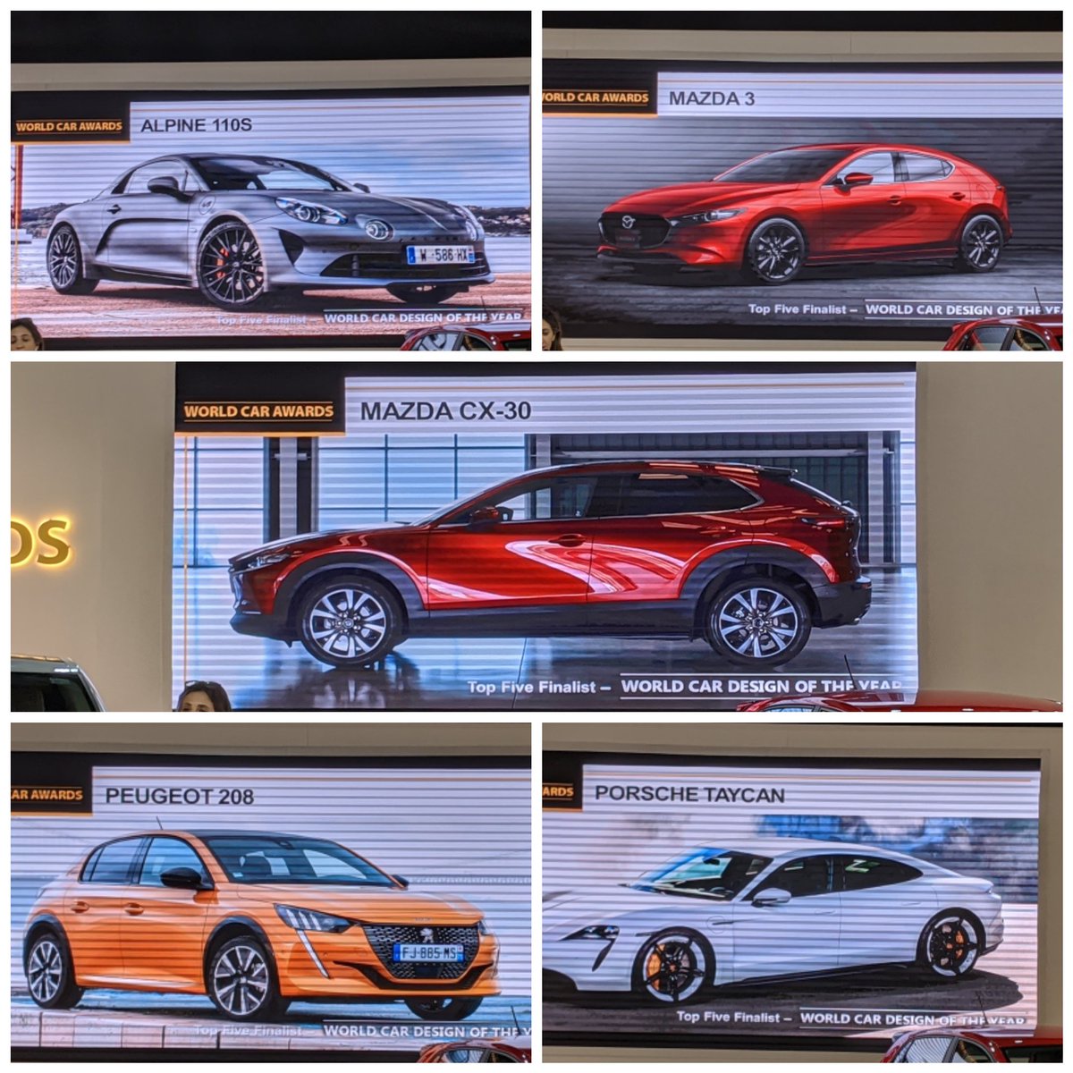 AUTOTODAYMAG's tweet photo. The nominees for the World Car Design of The Year are...
#Alpine110S
#Mazda3
#MazdaCX30
#Peugeot208
#PorscheTaycan
#AutoExpo2020 #WorldXarOfTheYear https://t.co/wxW2W3V14j