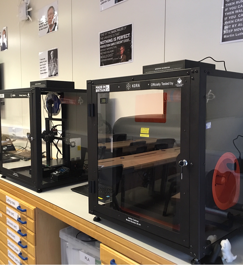 KoraUK's tweet photo. Two different FFF3d printers with one thing in common , both in our SC-01 safety cabinets @LPSchool responsible and safe 3dprinting #3dprinting #3dprinteremissions https://t.co/zCr8bNEc1u