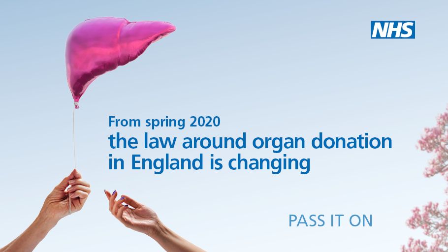There are currently around 6,000 people in the UK waiting for an organ transplant.

The law on organ donation is changing to help save and improve more lives, but you still have a choice whether to be an organ donor or not when you die.

#PassItOn @NHSOrganDonor
