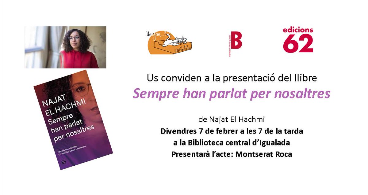 Les companyes de la @llegimllibreria ens porten #NajatElHashmi 🌊🌊🌊.
📌 Presentació del seu llibre ‘Sempre han parlat per nosaltres’ aquest divendres a la <a href="/IgualadaB/">Biblioteca Central </a>
Una veu valenta ♀️ contra el vel del #Patriarcat