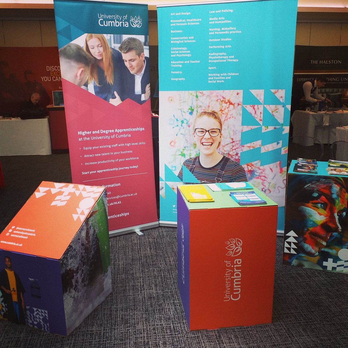 All set up and ready to go for the <a href="/ukcareersfair/">The UK Careers Fair</a> here <a href="/thehalston/">Halston Sage</a> hotel in Carlisle today. Come and down and chat to Matt about options available at <a href="/cumbriauni/">University of Cumbria</a> to help you reach your career aspirations #carlisle #ukcareersfair #seeyouthere