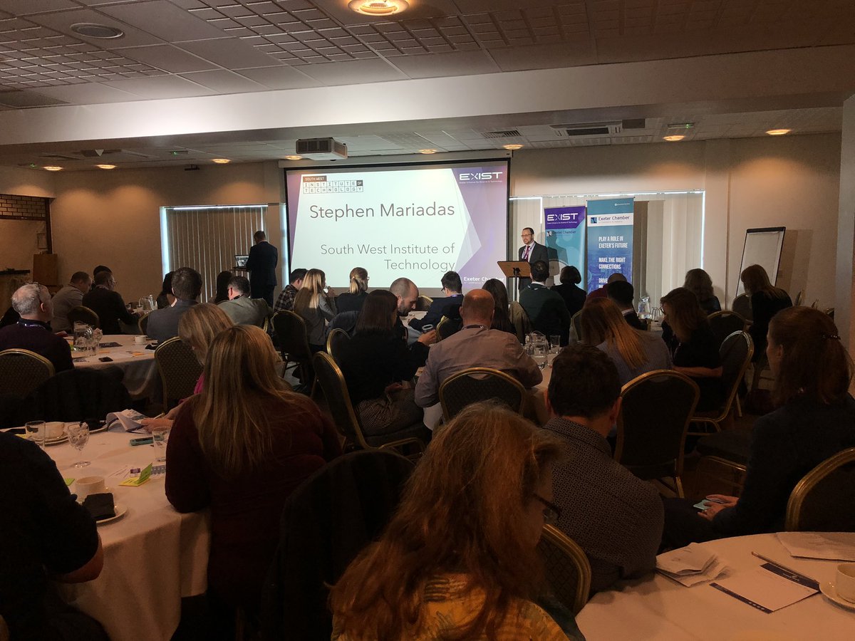 EXIST_Exeter's tweet photo. Delighted to hear from Stephen Mariadas from South West Institute of Technology #SWIoT on the plans for the region and how future talent will be shaped with this fantastic asset. #STEMMskills #EXISTLIVE 

@ExeterCollege @UniofExeter @ExeterCouncil @HeartofSWLEP https://t.co/4wOj5h4qEI