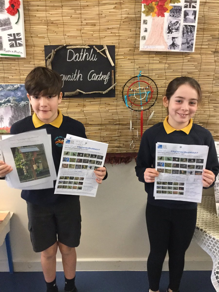 Da iawn Osian ac Alana. 2 of our pupils have taken part in this Year’s RSPB Big Garden Birdwatch #biggardenbirdwatch