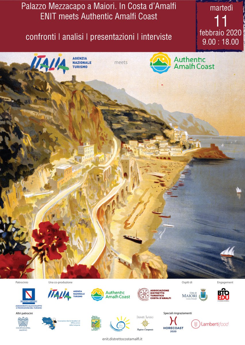 ENIT meets Authentic Amalfi Coast
Maiori, Costa d'Amalfi, martedì 11 febbraio 2020

Confronti, analisi, presentazioni e interviste.

>>> bit.ly/2GEzqZ1