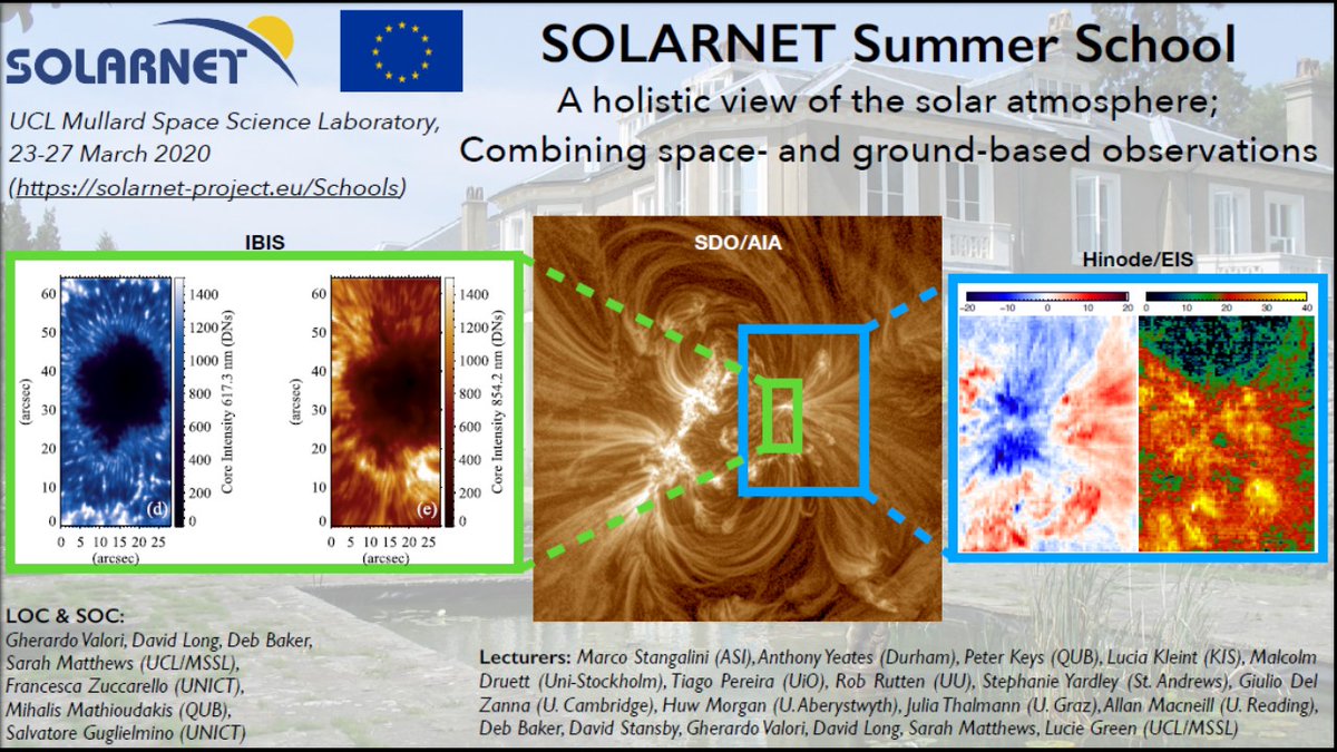 A new #SOLARNET school will take place at the Mullard Space Science Laboratory (UK) on March 23-27, 2020. Applications are opened until February 25, 2020. Find everything about applications, student support and programme schedule at solarnet-project.eu/A-holistic-vie…