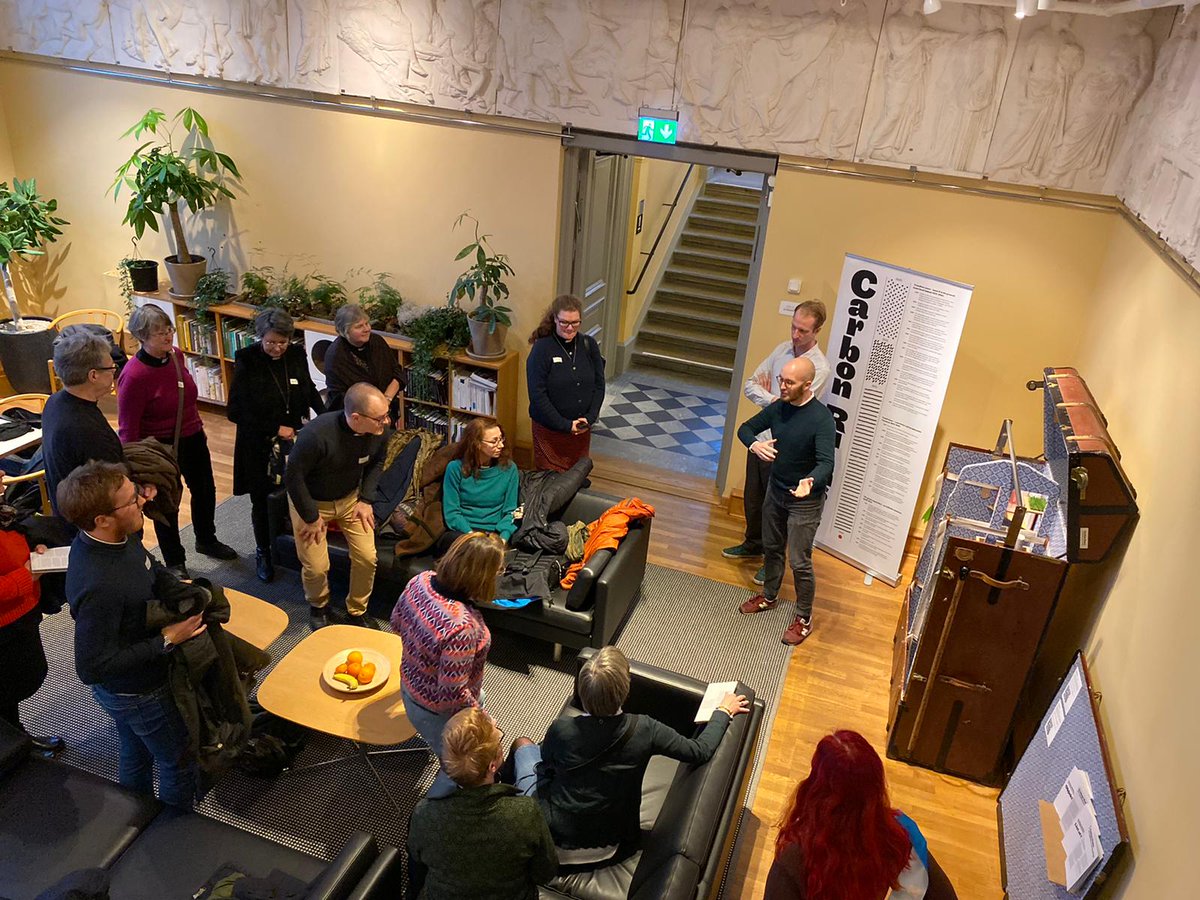 climaginaries's tweet photo. #CarbonRuins, our museum from 2053, is being used by many groups to discuss their role in a transition towards zero emissions. Yesterday we were visited by priests from all over the country from @svenskakyrkan (who are working more and more on climate change!) https://t.co/yORcj890DB