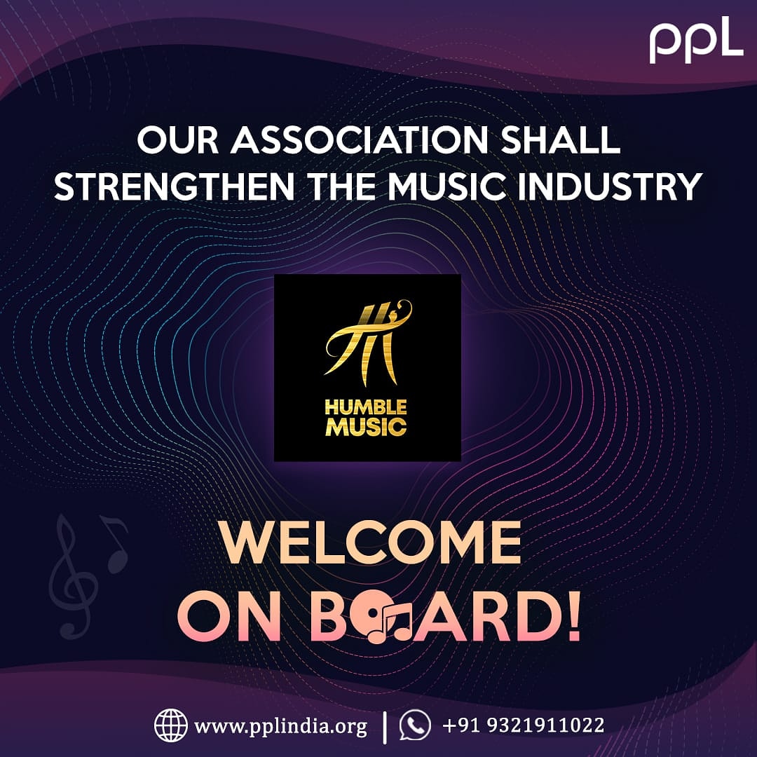 pplindia's tweet image. Happy to associate with yet another label, well known in the music industry - @TheHumbleMusic We are sure that Humble Music coming together with PPL will go a long way in protecting the intellectual property rights of the music fraternity.

#PPL #PlayByTheRules #RespectMusic