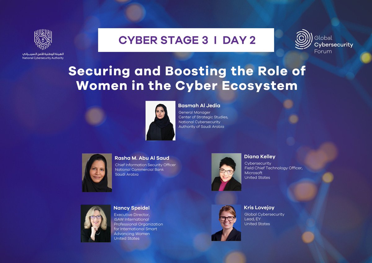 Diversity and inclusion are critical components of the cyber workforce. Our esteemed panelists will analyze the measures we must take to improve outreach to underrepresented groups. #GCFRiyadh