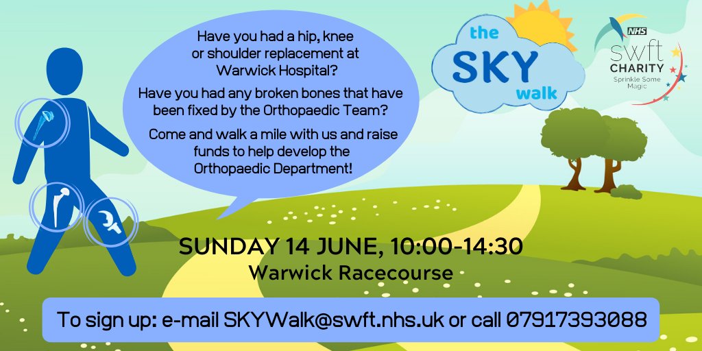 Have you had a hip, knee or shoulder replacement at Warwick Hospital? Come and walk a mile with us and raise funds to help develop the Orthopaedic Department! Details below👇