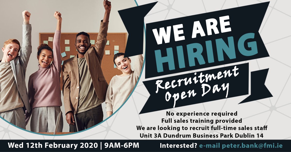CareersFmi's tweet photo. Join us for our Recruitment Open Day. Sales is an essential life skill that you will need throughout your career. Apply Today https://t.co/isjTmGfQAA
