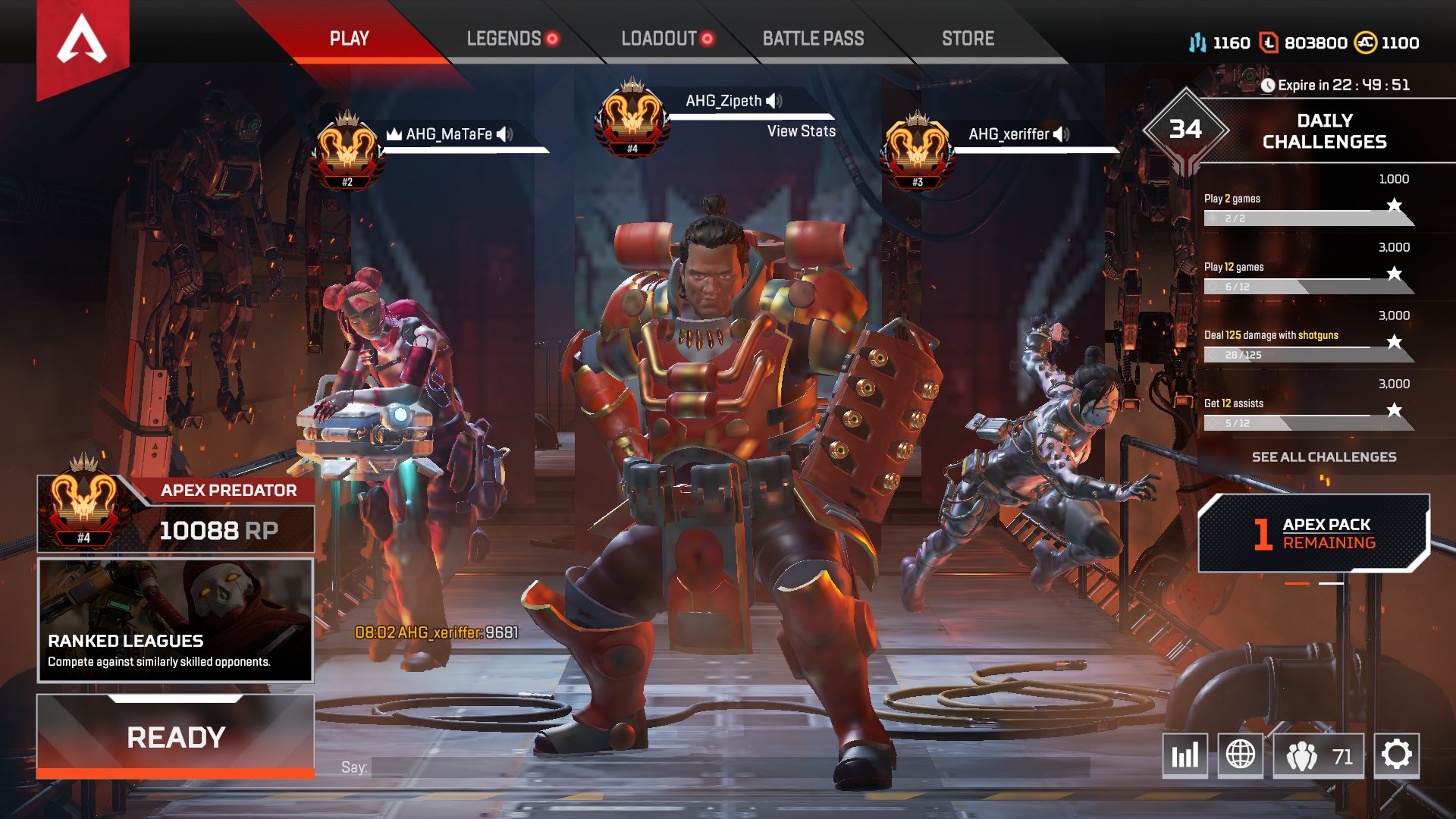 Zipeth First Full Pc Predator Squad In Season 4 Well Played Lads Xeriffer And Matafe New Season Is Great Playapex
