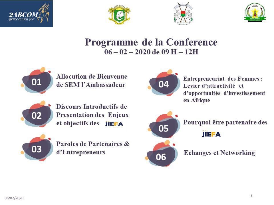 C2abcom's tweet photo. #Développement #durable #inclusif, participatif et solidaire avec les #femmes. RDV à l’Ambassade du Burkina Faso 🇧🇫 Paris ce 06/02/20 09h-12h pour la Conférence de Lancement 🚀 des Journées Internationales de l’Entrepreneuriat des Femmes Africaines (#JIEFA) Bobo 2020. https://t.co/ewZrbRMDmI