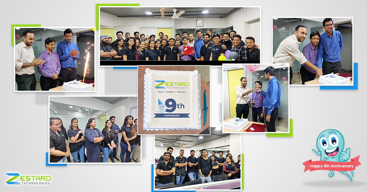 hr_zestard's tweet photo. 🤩Zestard Technologies Turns 9🥳

We thank all our clients and our amazing team who have been a part of this amazing journey. 
#anniversary  #celebration #zestopus #teamwork https://t.co/foTsccMeSK