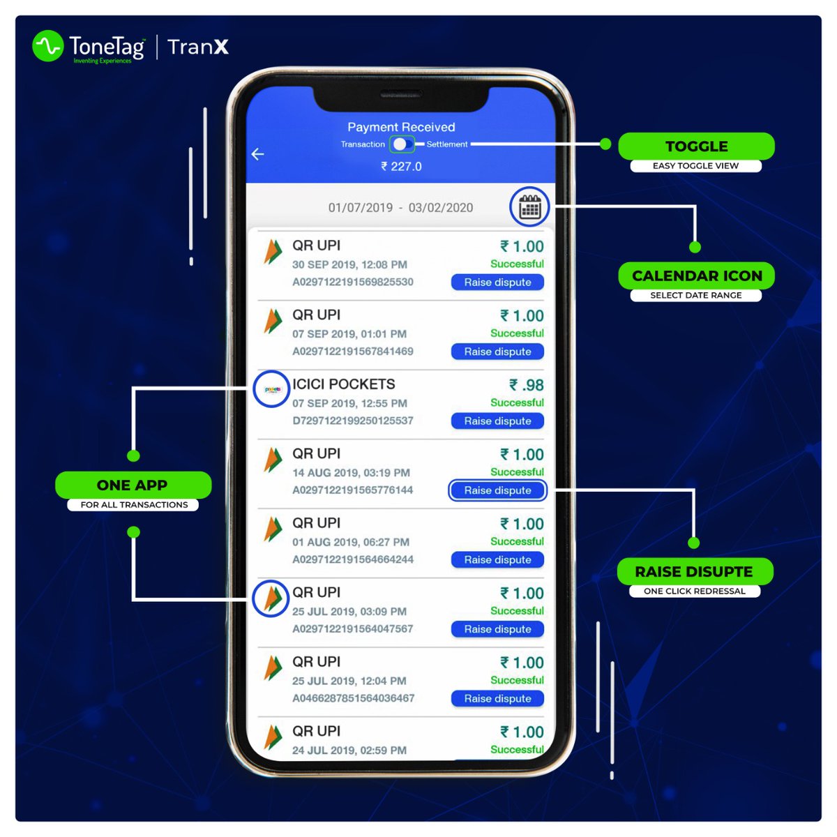 ToneTag TranX dashboard