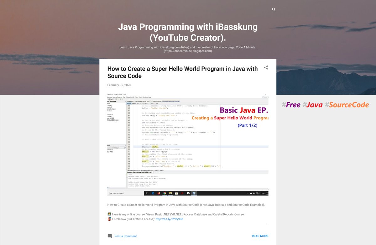 IBasskung's tweet photo. π 4K Video (Ultra HD): Java Tutorial with Source Code.
π― https://t.co/nYvoSA0Lze
π― THANK YOU SO MUCH! π―
#Java #JDK #NetBeans #HelloWorld #SuperHelloWorld #SourceCode #CodeAMinute #iBasskung #iBasskungTutorial https://t.co/LqbQ2l0J5w