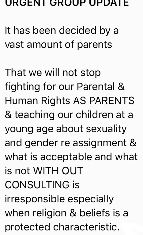 OutsidersNo's tweet photo. Protests around teachingz at @AndertonParkSch are to start again. Why isn't this issue being resolved?   @TahirAliMP @cummins23 @jessphillips https://t.co/tSpvI6xaHF
