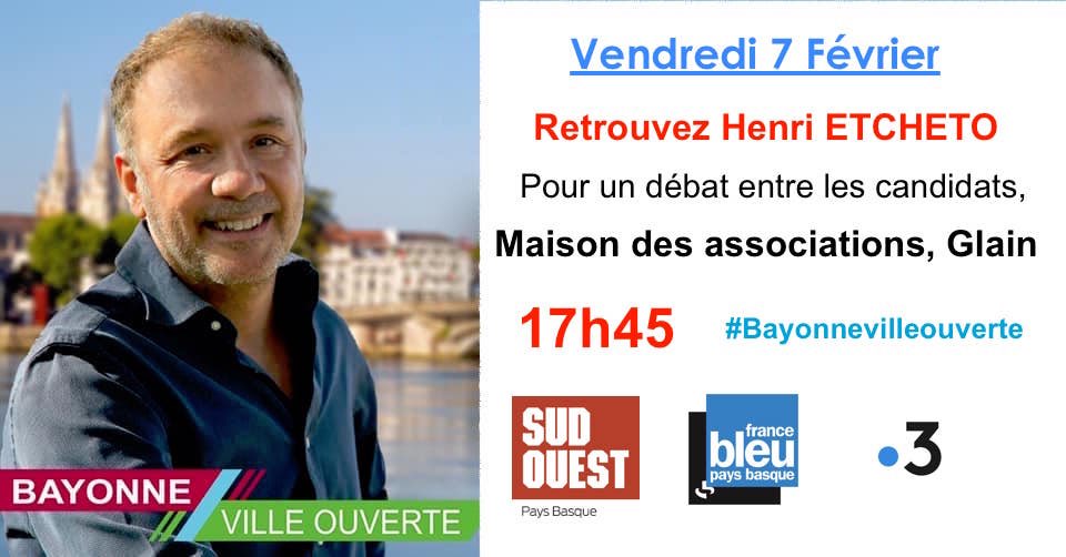 🗓 Rendez vous vendredi à partir de 17h45, à la maison des associations de Glain pour un débat entre les candidats ! Ouvert à tous dans la limite des places disponibles.
#Bayonnevilleouverte