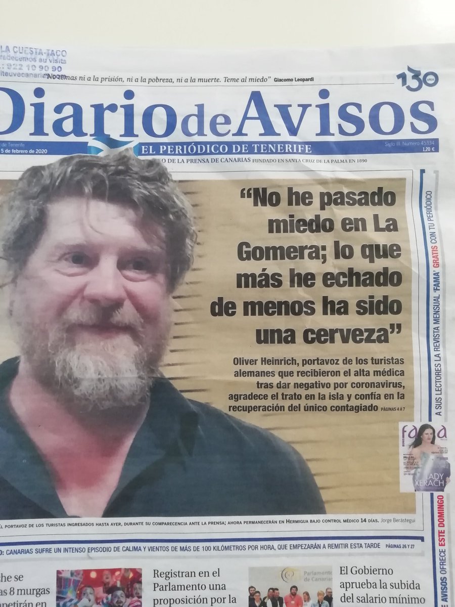 Declaraciones en exclusiva del alemán infectado con el coronavirus en La Gomera. Un testimonio sobrecogedor.