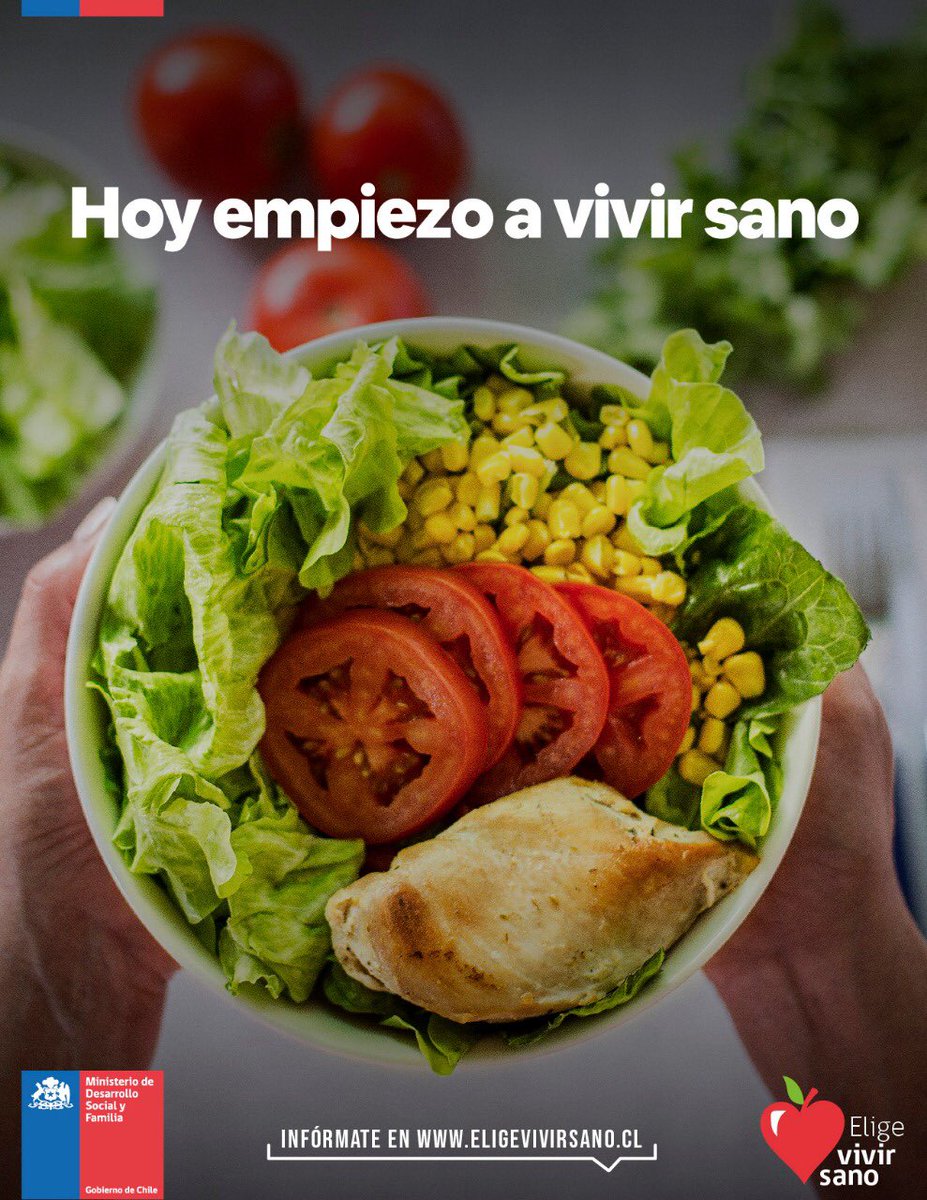 MDSValparaiso's tweet photo. Súmate a #HoyEmpiezoAVivirSano: Incorpora ensaladas 🥗 y/o frutas 🍉🍊en tus comidas y reduce el consumo de pan y bebidas azucaradas. Con ello no sólo perderás peso, sino que tu cuerpo estará más saludable y te sentirás mejor y con más ánimo durante el día. https://t.co/W2B1wkEAwo