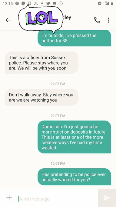 This guy was shifty about paying a deposit or referencing. Just this once I let him book anyway, as I<a href="/tag/newglasses"class="tags"><span>#newglasses</span></a>