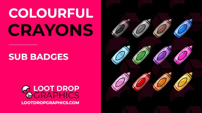 lootdropgraphic's tweet photo. Colourful Crayons Twitch Subscriber/Bit badges are now available in store.

✅ 12 x Colourful Crayon Sub/Bit Badges
✅ 72px, 36px and 18px Transparent PNG's
✅ Help Documentation
✅ Instant Download

https://t.co/IP0RVH7PFP https://t.co/ZWTbcVsuzm