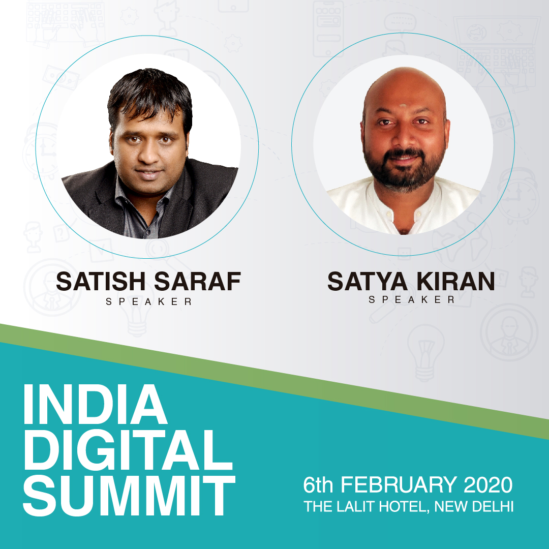 valueleaf's tweet photo. Catch Satish Saraf and Satya Kiran Live tomorrow at the India Digital Summit 2020 at The Lalit Hotel in New Delhi.
#Valueleaf #IAMAI #DigitaI #Awards #14IDS https://t.co/ftCLehCf4r