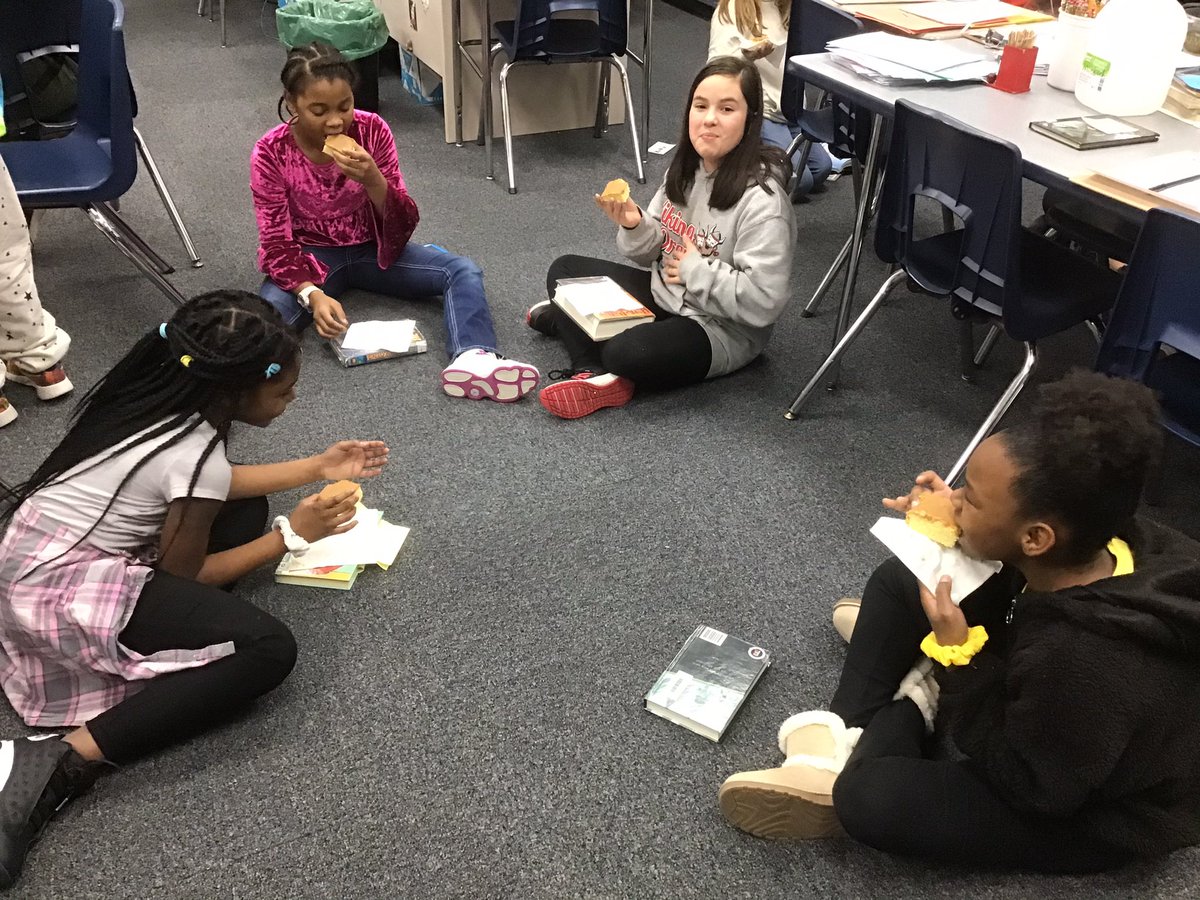 mickschdale's tweet photo. Celebrating our read aloud, Maniac Magee, with the main character’s favorite snack, butterscotch krimpets. https://t.co/LVfSiCMtDC