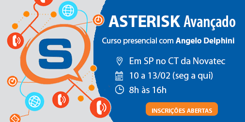 ctnovatec's tweet photo. Últimas vagas! Curso Asterisk Avançado, com @abdelphini  no CT da Novatec em SP.
Participe da 16ª turma deste curso que é muito bem avaliado! Início dia 10/02: https://t.co/Q7QPh5Hf5v https://t.co/mf104JsX7O