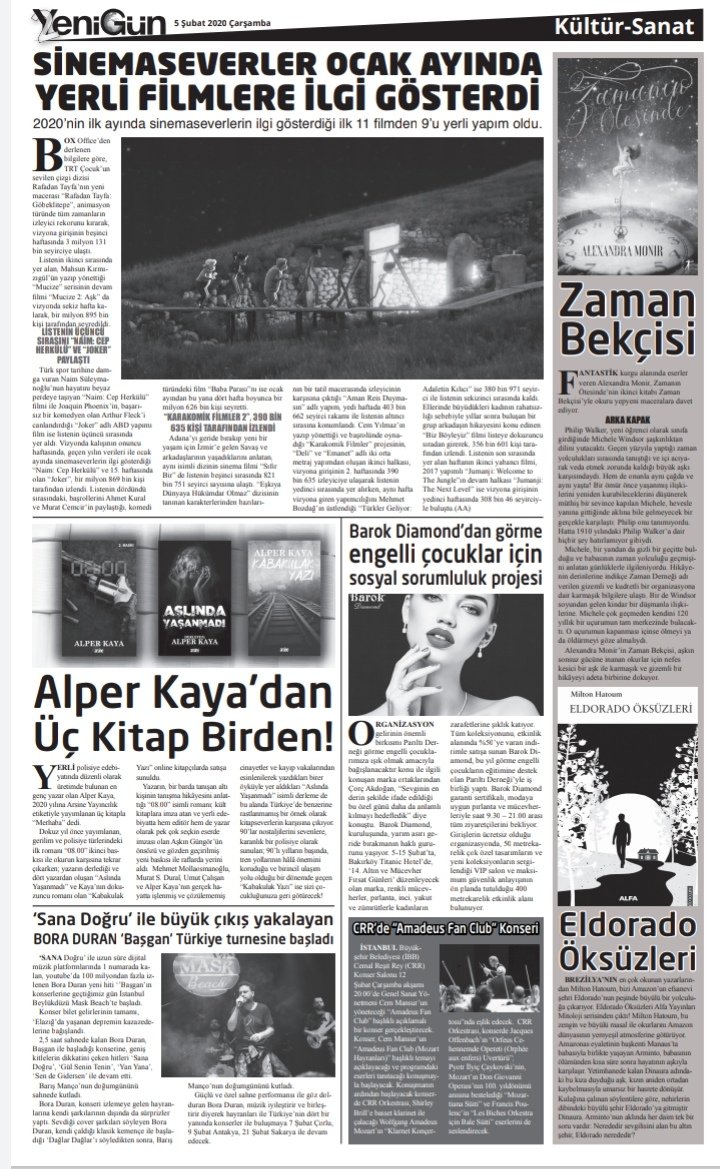 alper_kaya's tweet photo. Arsine'den çıkan yeni kitaplar, bugün Yenigün Gazetesi'nde kendilerine yer bulmuşlar. Aferin onlara●
#polisiye #AslındaYaşanmadı #KabakulakYazı #kitap #Arsine https://t.co/4aPojiLyNH