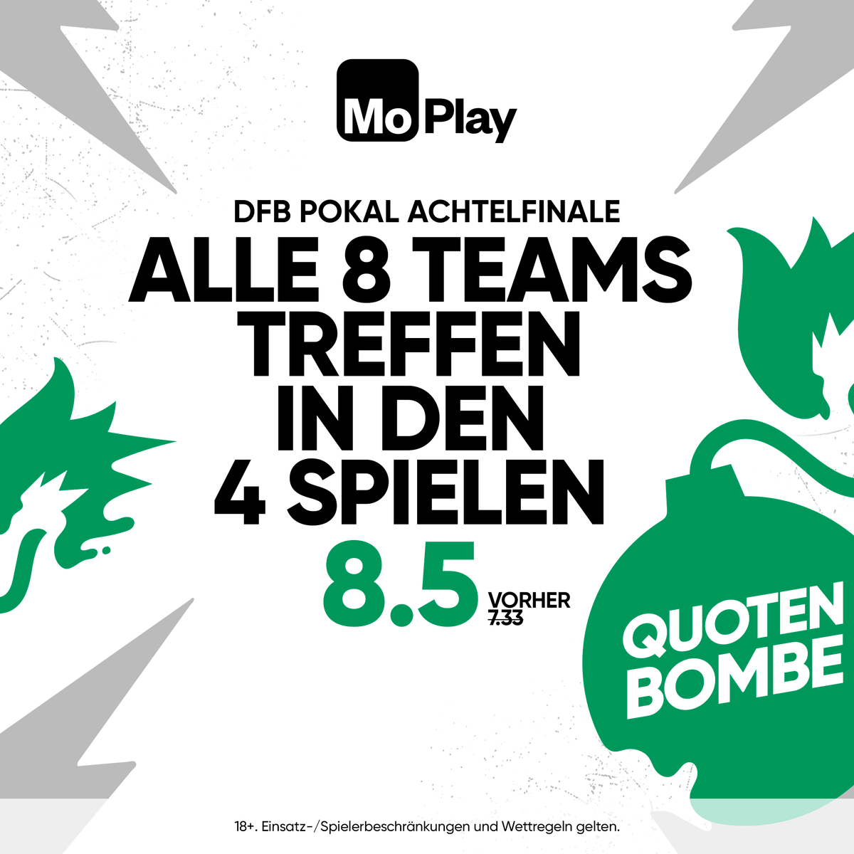 MoPlayDE's tweet photo. DFB Pokal QUOTEN BOMBE 💥

8️⃣.5️⃣ 

Auf geht's 👉 https://t.co/cRmvzo45k1 https://t.co/BLDnei7yfy