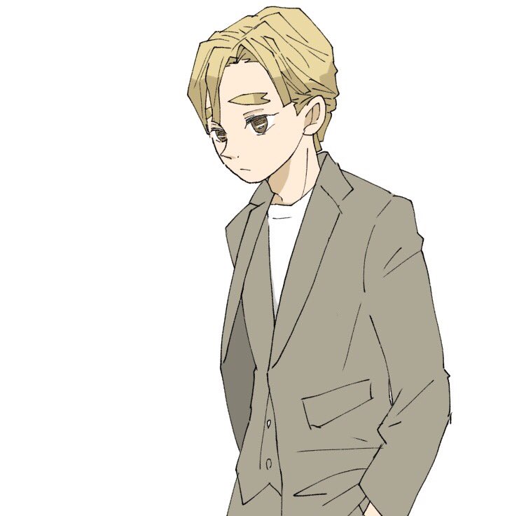 3ピースのスーツなのに中カジュアルはアリなのか?と描いてから思ったけど!善は絶対3ピースかっちり着るのが似合う!上着脱いだシャツにベスト姿絶対似合う!!原作初期のお顔とアニメの鼻がシュッとしてるの好きなので意識して近づけてみたら切ない顔になった…!
