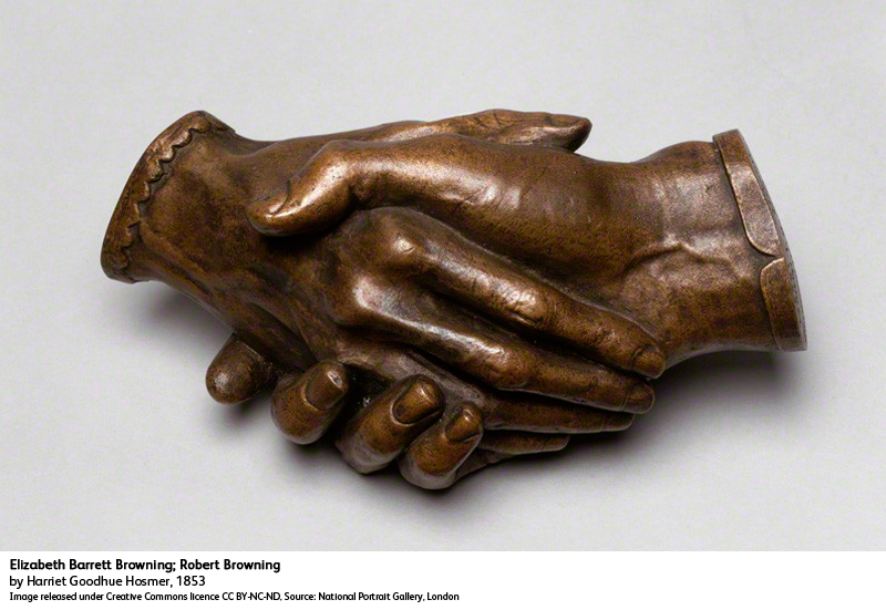 "How do I love thee? Let me count the ways."

Today's #portraitoftheday is the clasped hands of celebrated poets Robert and Elizabeth Barrett Browning, cast in bronze by sculptor Harriet Hosmer during the couple's time in Italy.
