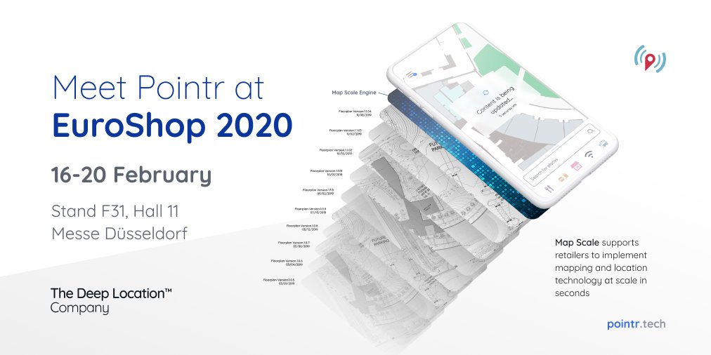 PointrTech's tweet photo. We will be presenting our Deep Location tech 📍 as part of @tradegovuk delegation at Stand F31/Hall11 at @EuroShop.🎉 To meet us, get in touch with @trevayneobrien or contact@pointrlabs.com. We look forward to discussing #IntelligentRetail with you!
#IoT #retailtech #locationtech https://t.co/A52b8I8McR