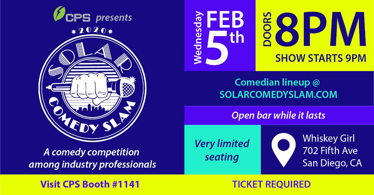 nicomeo's tweet photo. On behalf of the @mysuncast
team and me, I want to wish good luck to all comedians who will participate tonight at the #ComedySlam
Special thanks to Ed Heacox from @CPS_America
and @EngineerJennie for making this happen.
https://t.co/Rn3kBIkmNU
#comedy #solar #isna2020 https://t.co/VUWzMScuuJ
