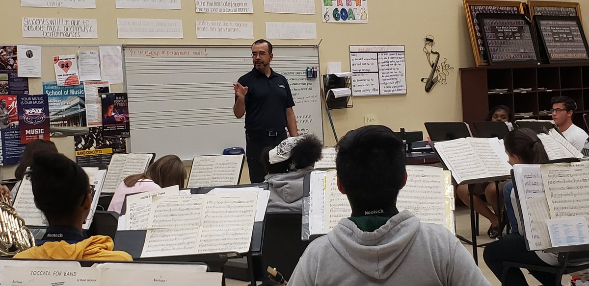 We had a great experience with <a href="/DrAndrewHayward/">Andrew Hayward</a> from <a href="/keiserband/">Keiser University Bands</a>. His help and knowledge is irreplaceable and very appreciated. #grateful #thankyou #musiceducation #windensemble #concertseason #band #soundoftheswamp <a href="/PBGHSPrincipal/">Don Hoffman</a>