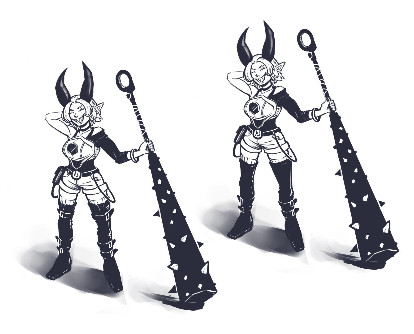 Gurifuni Twitter àªªàª° Working On Some New Ideas I Made A Whole Lot Of Variations While Designing This Character Still Undecided On Dress Or Shorts Though Any Votes Oni Yokai