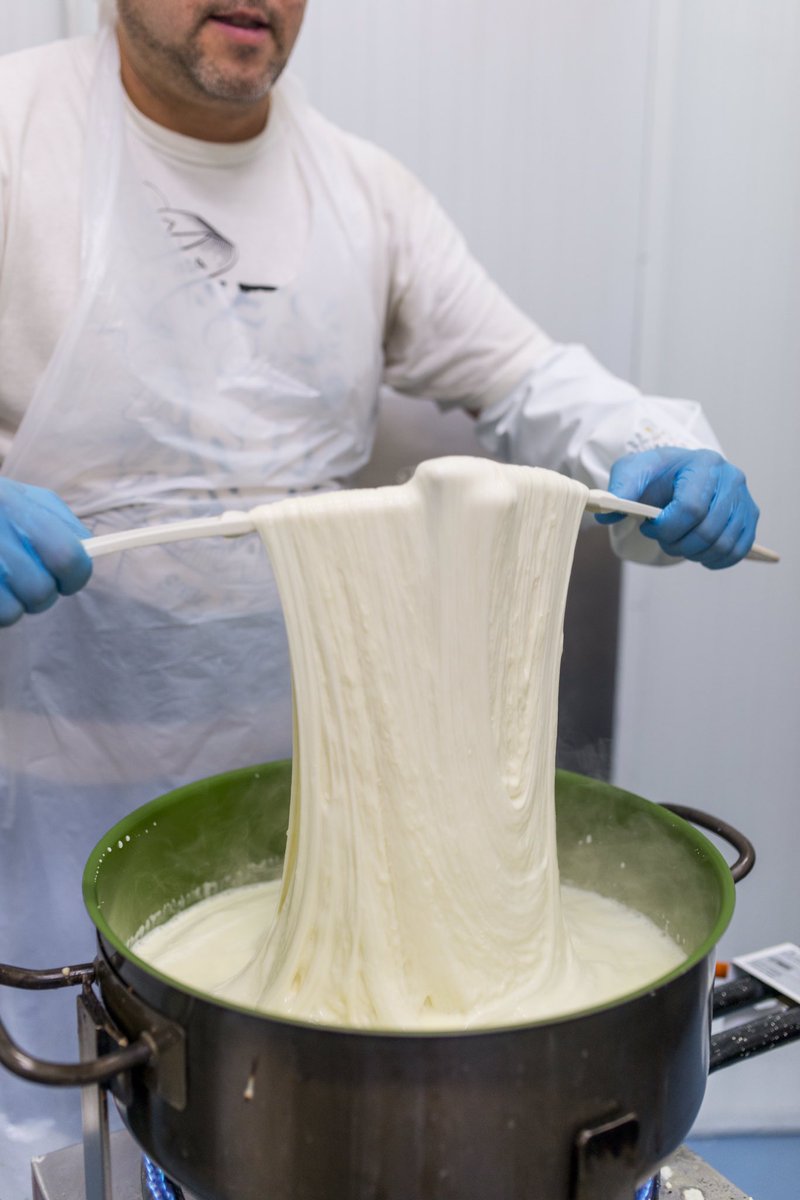 En nuestras fábricas de #Madrid y #Tenerife hacemos diariamente el más delicioso queso fresco hilado de manera 100 % artesanal ¡Y además es bajo en grasas!